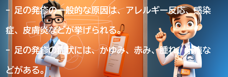 足の発疹の一般的な原因と症状の要点まとめ