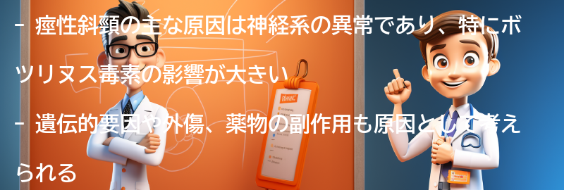 痙性斜頸の主な原因は何ですか？の要点まとめ