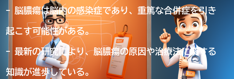 脳膿瘍に関する最新の研究と治療法の進歩の要点まとめ