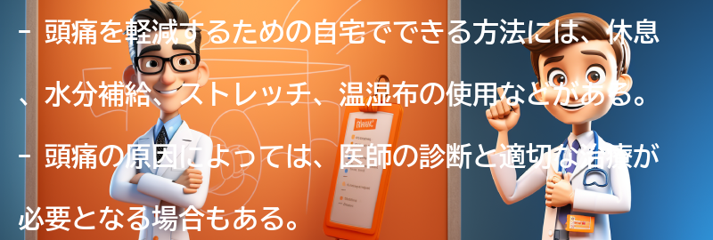 頭痛を軽減するための自宅でできる方法の要点まとめ