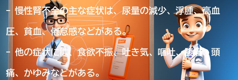 慢性腎不全の主な症状とは？の要点まとめ