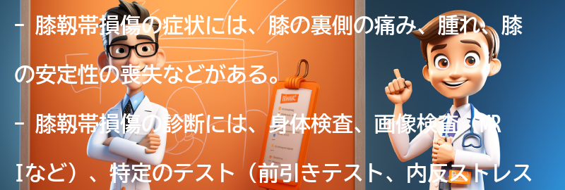 膝靱帯損傷の症状と診断方法の要点まとめ