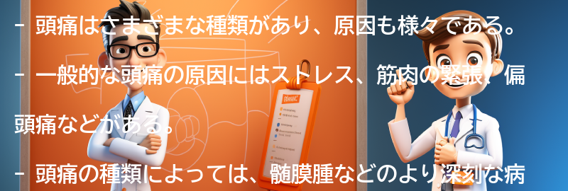 頭痛の種類と一般的な原因の紹介の要点まとめ