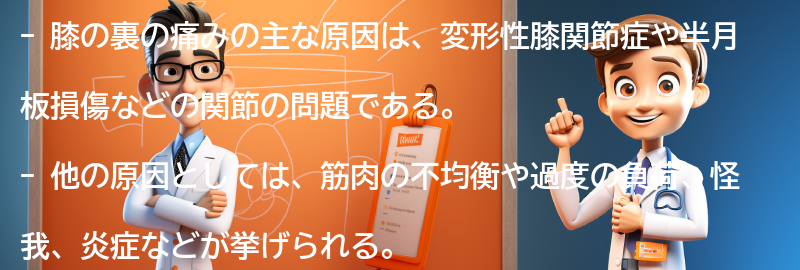 膝の裏の痛みの原因とは？の要点まとめ