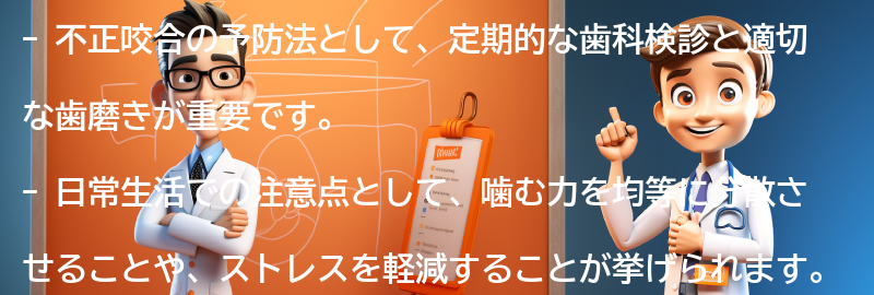 不正咬合の予防法と日常生活での注意点の要点まとめ