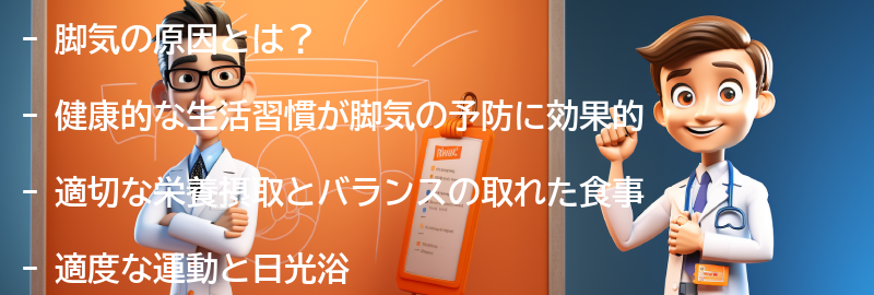 脚気を防ぐための健康的な生活習慣のヒントの要点まとめ