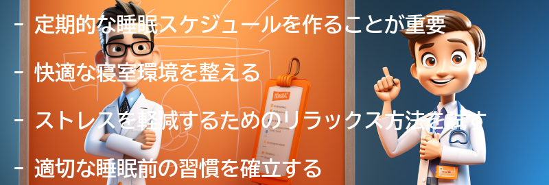 睡眠の質を向上させるための実践的なヒントの要点まとめ