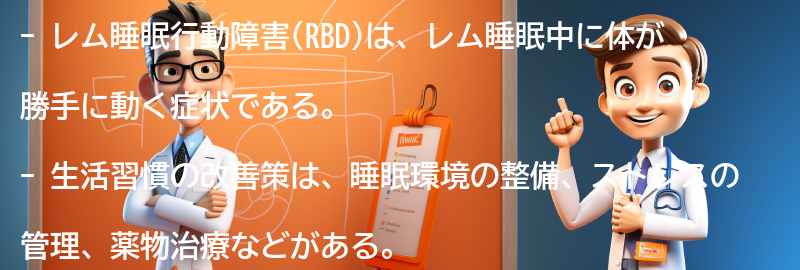 レム睡眠行動障害を管理するための生活習慣の改善策の要点まとめ