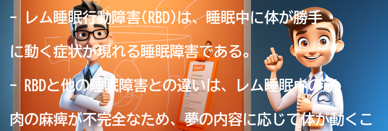 レム睡眠行動障害と関連する他の睡眠障害との違いの要点まとめ