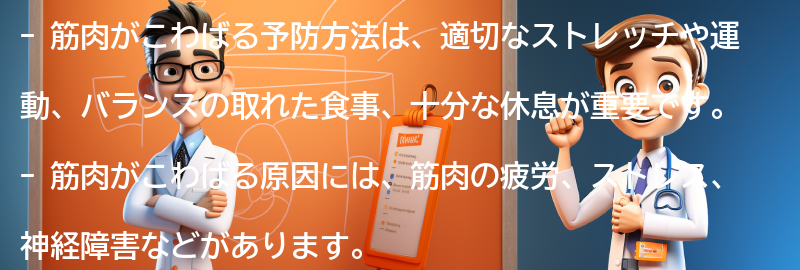 筋肉がこわばる予防方法の要点まとめ