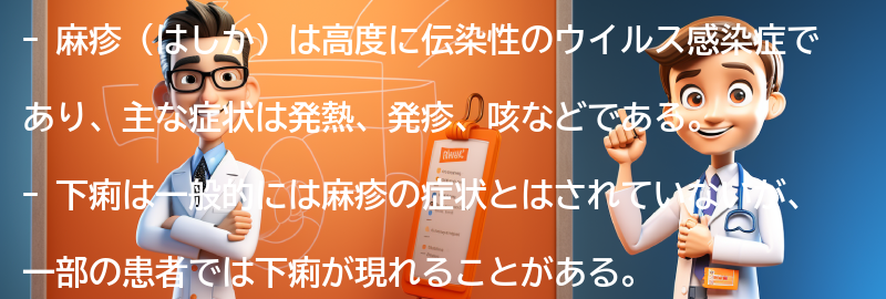 下痢が麻疹（はしか）の症状として現れる理由の要点まとめ