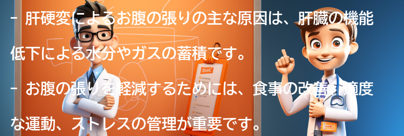 肝硬変によるお腹の張りの対策方法の要点まとめ