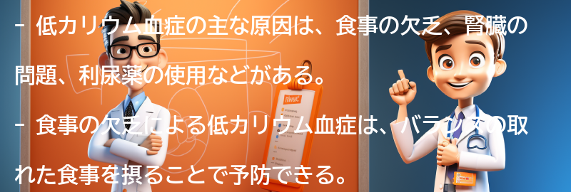 低カリウム血症の主な原因の要点まとめ