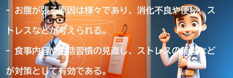 お腹が張る原因として考えられる要因の要点まとめ