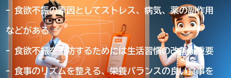 食欲不振を予防するための生活習慣の改善の要点まとめ