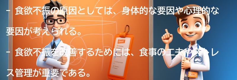 食欲不振を改善するための対策とは？の要点まとめ