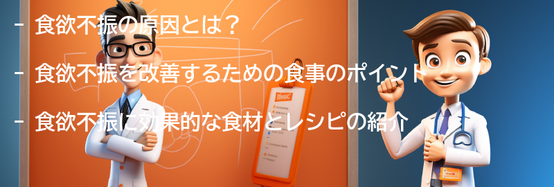 食欲不振を改善するための食事のポイントの要点まとめ