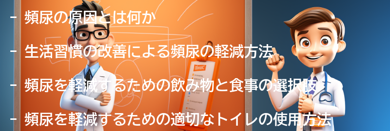 頻尿を軽減するための生活習慣の改善の要点まとめ