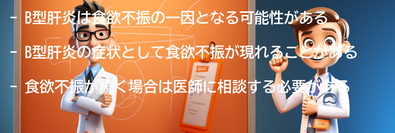 B型肝炎と食欲不振の関係性の要点まとめ