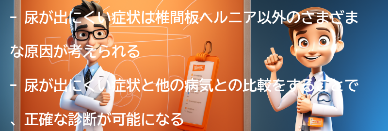 尿が出にくい症状の他の可能性との比較の要点まとめ