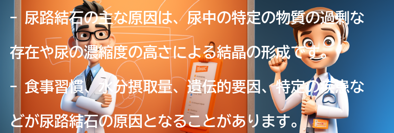 尿路結石の主な原因は何ですか？の要点まとめ