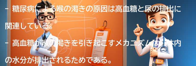 喉が渇く原因としての糖尿病のメカニズムの要点まとめ