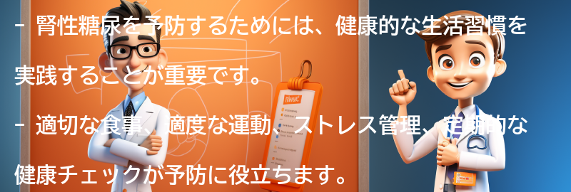 腎性糖尿を予防するための健康的な生活習慣のアドバイスの要点まとめ