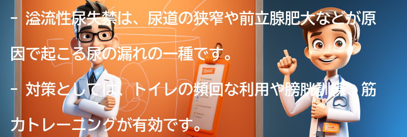 溢流性尿失禁の対策と治療法の要点まとめ