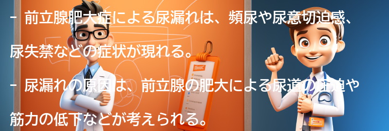 前立腺肥大症による尿漏れの症状とは？の要点まとめ