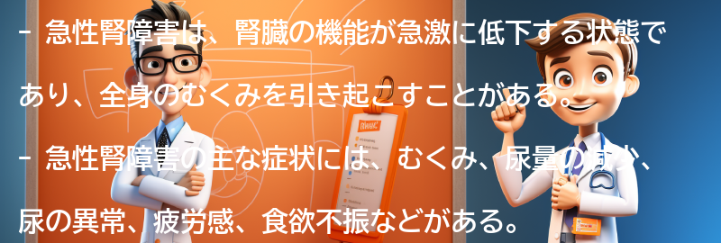 急性腎障害の主な症状とは？の要点まとめ