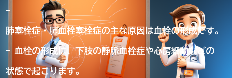 肺塞栓症・肺血栓塞栓症の主な原因は何ですか？の要点まとめ