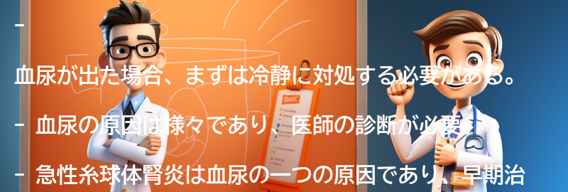 血尿が出た場合の対処法と医師への相談の要点まとめ