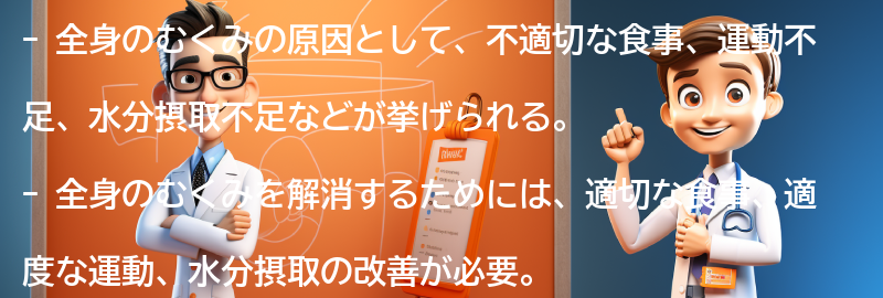 全身のむくみを解消するための方法の要点まとめ