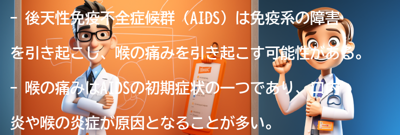 喉の痛みと後天性免疫不全症候群(AIDS)に関する最新の研究と情報の要点まとめ