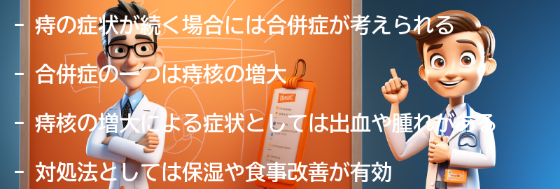 痔の症状が続く場合に考えられる合併症とその対処法の要点まとめ