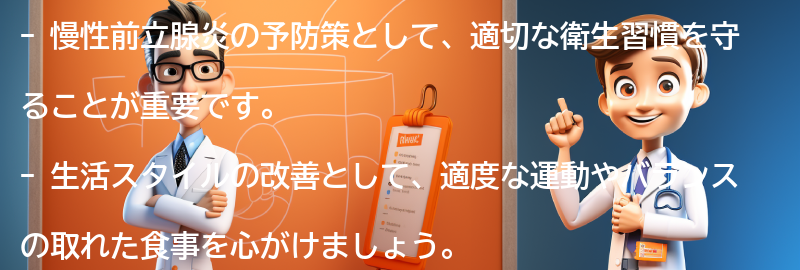 慢性前立腺炎の予防策と生活スタイルの改善の要点まとめ