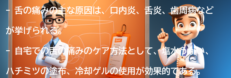 舌の痛みを和らげるための自宅でのケア方法の要点まとめ