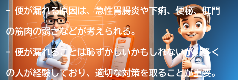 便が漏れる原因とは？の要点まとめ