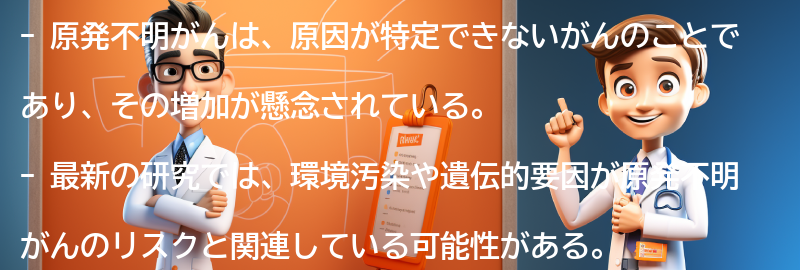 原発不明がんに関する最新の研究と情報の要点まとめ