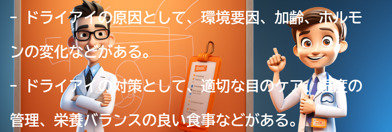 ドライアイに関する最新の研究と治療法の紹介の要点まとめ