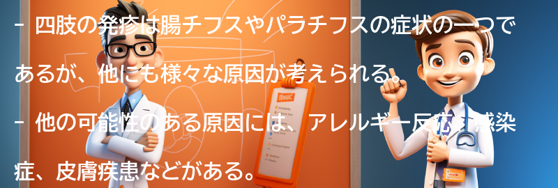 四肢の発疹の他の可能性のある原因とは？の要点まとめ