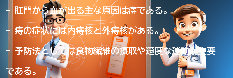 肛門から血が出る原因とは？の要点まとめ