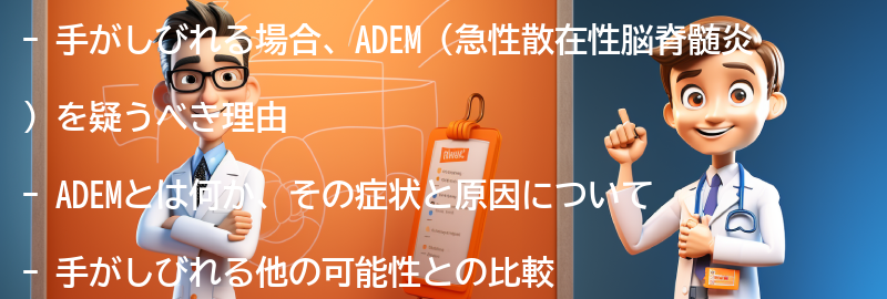 手がしびれる場合、ADEMを疑うべき理由の要点まとめ