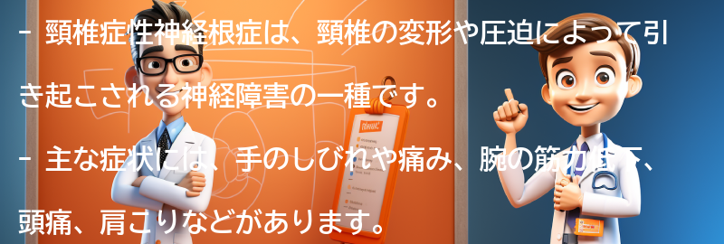 頸椎症性神経根症の主な症状の要点まとめ