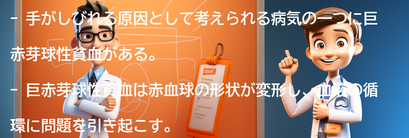 手がしびれる他の病気との比較：巨赤芽球性貧血の特徴の要点まとめ