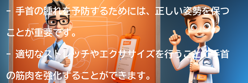 手首の腫れを予防するための注意点の要点まとめ