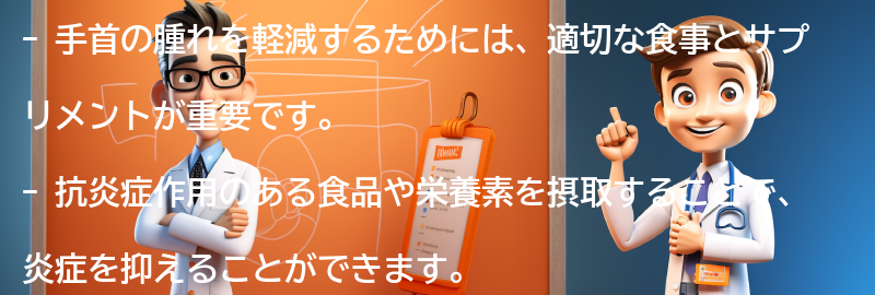 手首の腫れを軽減するための食事とサプリメントの要点まとめ