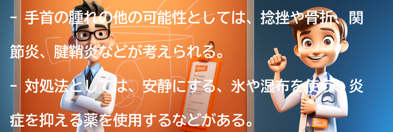 手首の腫れの他の可能性と対処法の要点まとめ