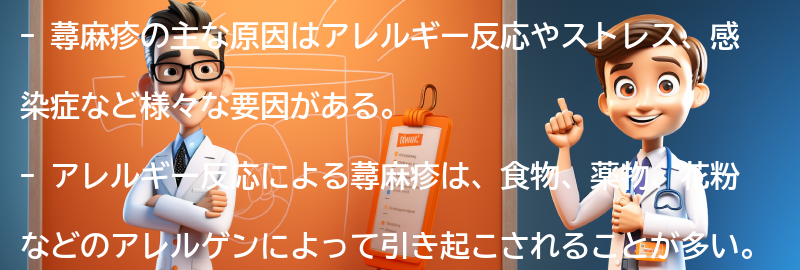 蕁麻疹の主な原因とは？の要点まとめ