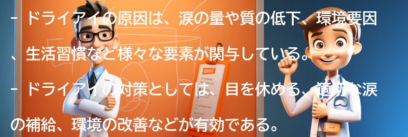 ドライアイに関するよくある質問と回答の要点まとめ